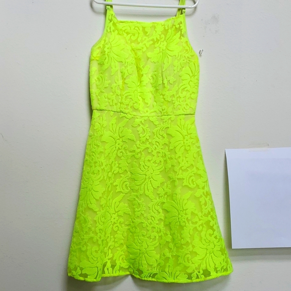 Fluorescent green yellow dress